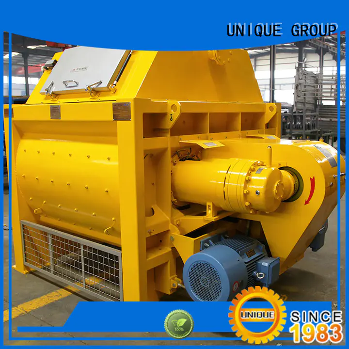 UNIQUE higher efficiency concrete mixing equipment with discharging system for project