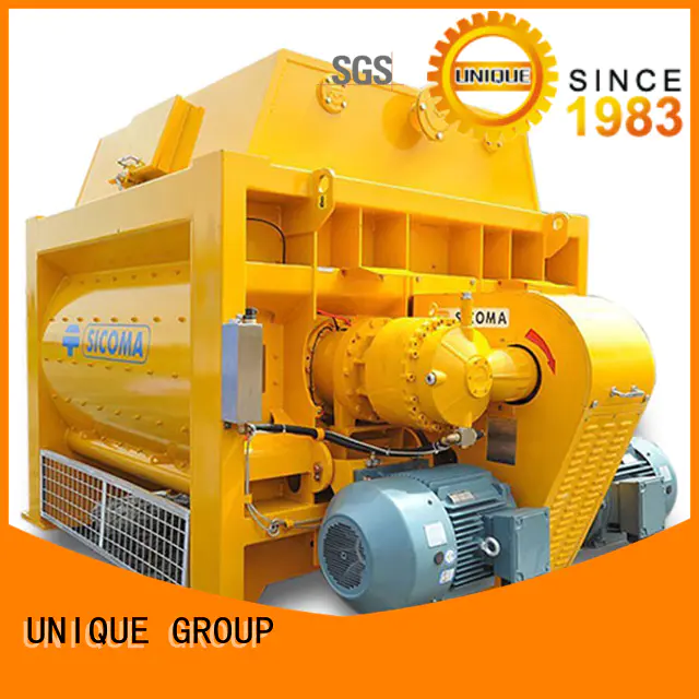 UNIQUE concrete twin shaft mixer with feeding system