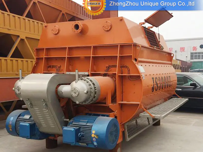 Double shaft forced type concrete mixer