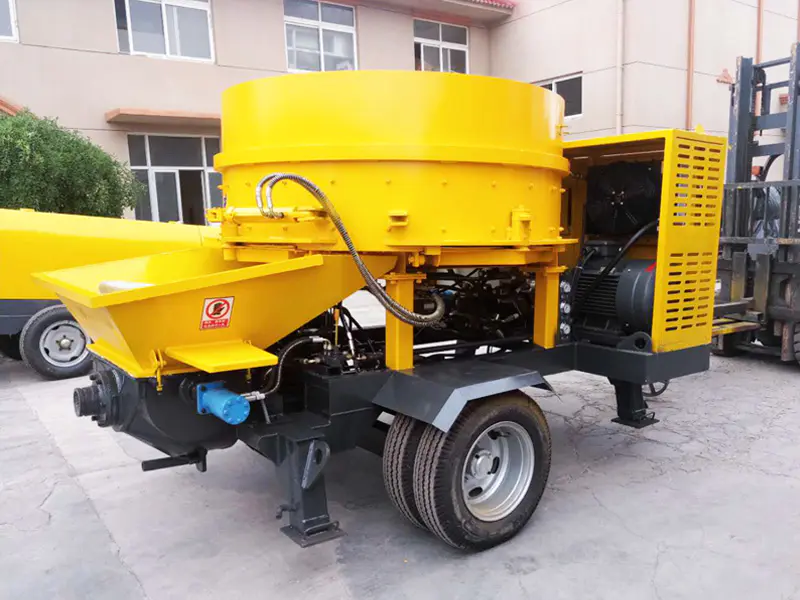 Pan concrete mixer with pump