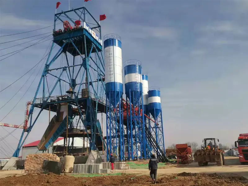 Double concrete batching plant installation finished