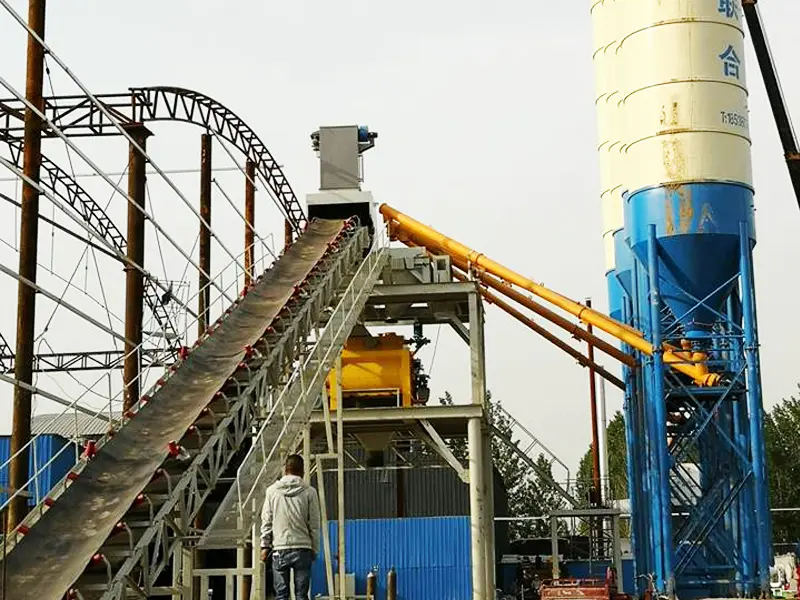 Installation of the new HZS120 concrete mixing plant