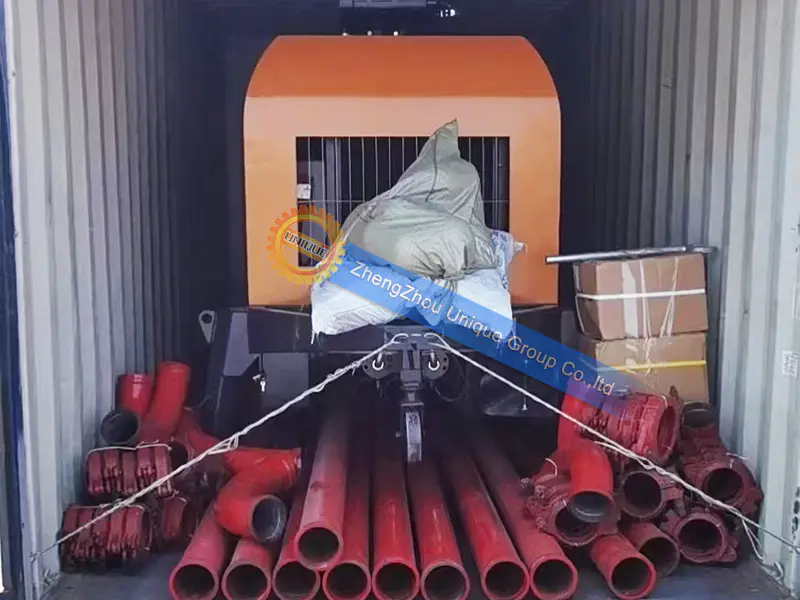 Loading of the concrete trailer pump