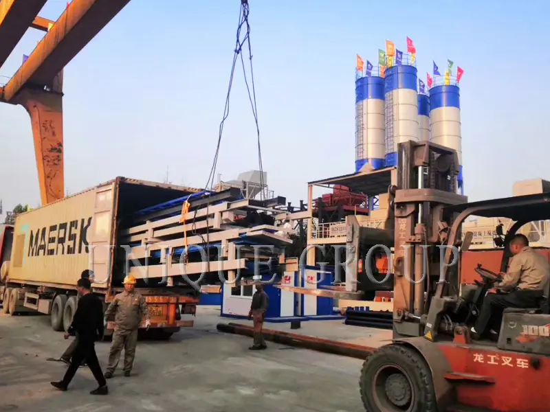 Zhengzhou Unique Group HZS75 concrete mixing plant shipped to Dominica