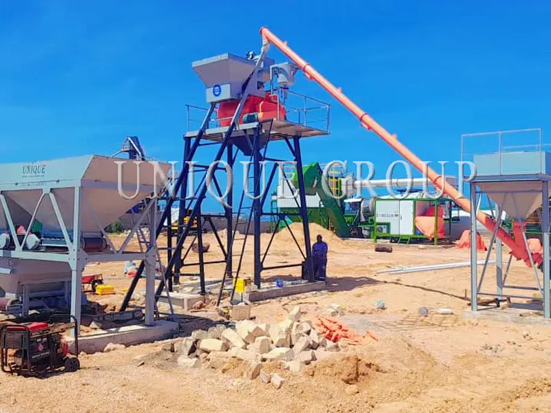 HZS25 concrete batching plant successfully completed installation in Cameroon