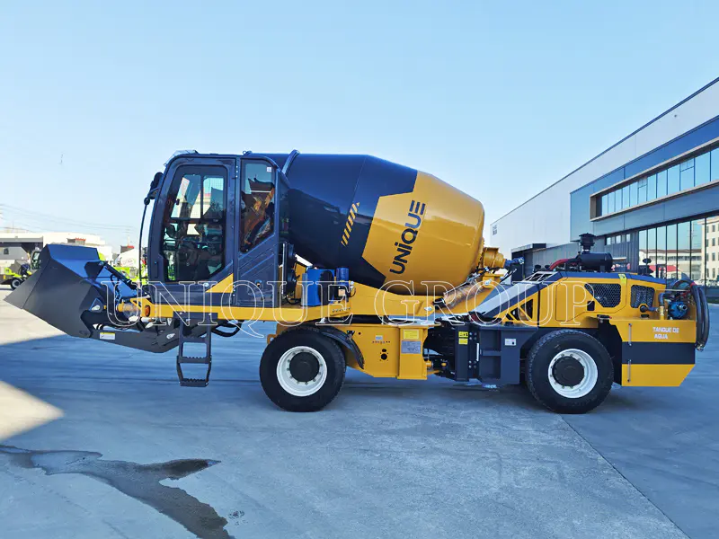 Steps for using a self-loading concrete mixer truck