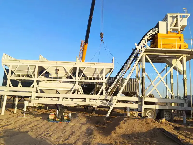 YYHZS Hydraulic Lifting Mobile Concrete Mixing Plant
