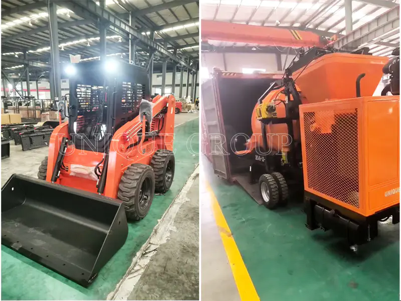 Concrete Mixer Pump and Skid Steer Loader for clients in the Americas